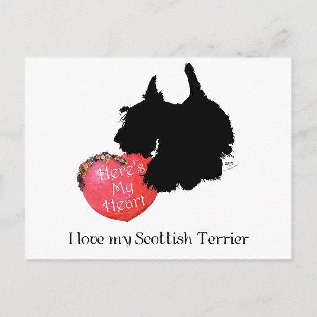 Scottish Terrier Valentine Helg Vykort (Framsida)