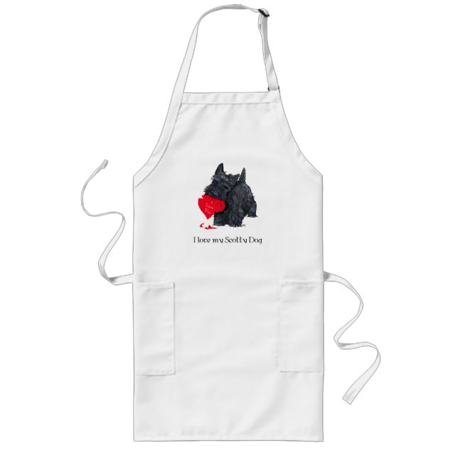 Scottish Terrier Valentine Långt Förkläde (Framsidan)