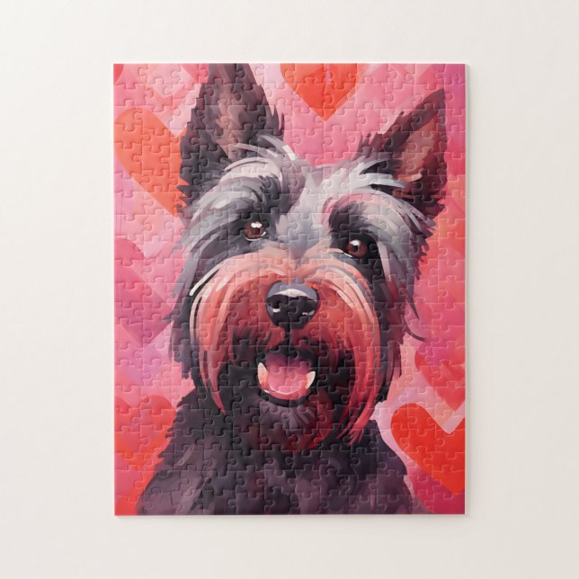 Scottish Terrier Valentines day Pussel (Vertikal)