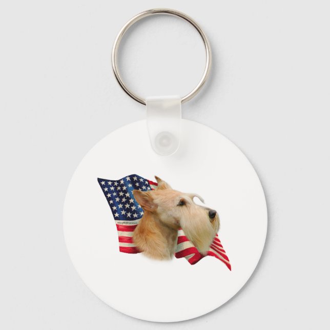 Scottish Terrier (vättad) Flagga Nyckelring (Framsida)