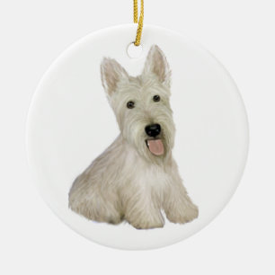 Scottish Terrier - vättad Julgransprydnad Keramik