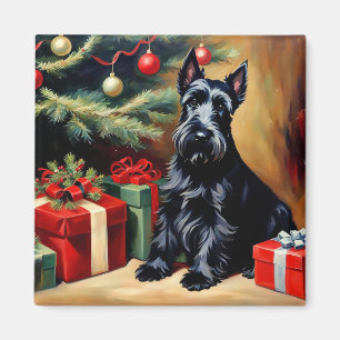 Scottish Terrier vid jul Magnet
