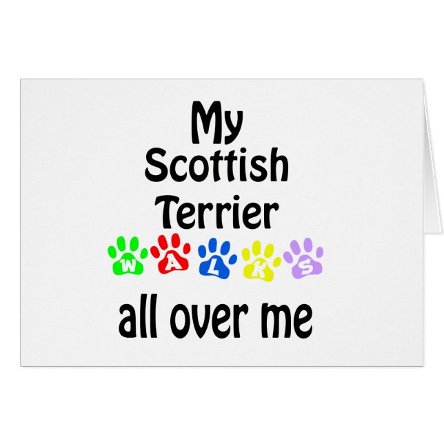 Scottish Terrier Walks Design Hälsningskort (Framsidan Horizontal)