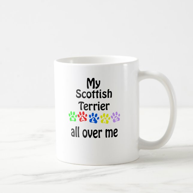 Scottish Terrier Walks Design Kaffemugg (Höger)