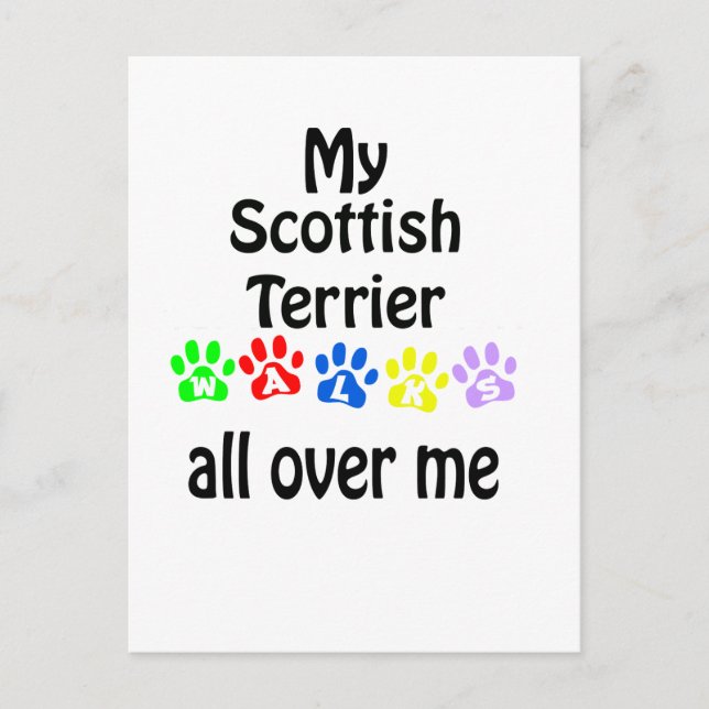 Scottish Terrier Walks Design Vykort (Framsida)