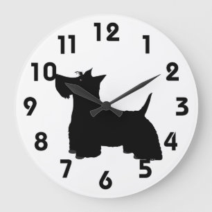Scottish Terrier Wall Clock Stor Klocka