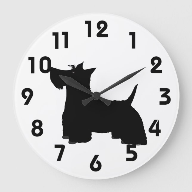 Scottish Terrier Wall Clock Stor Klocka (Framsida)