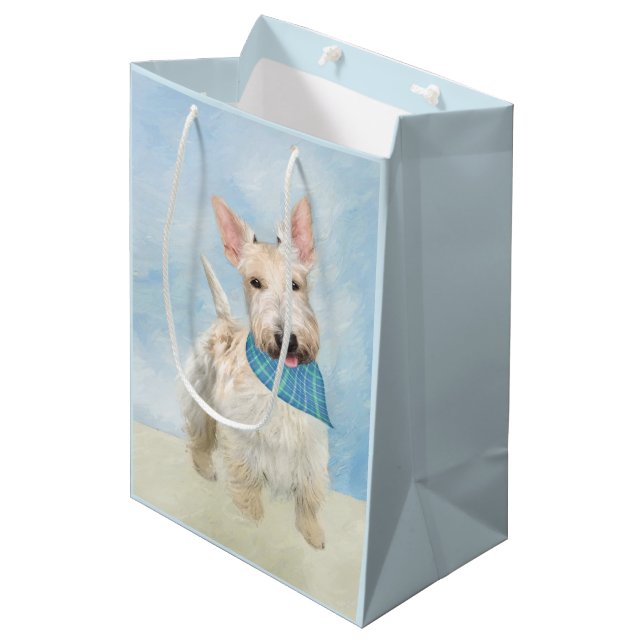 Scottish Terrier Wheaten Hund Painting Original Ar (Framsidan Vinklad)