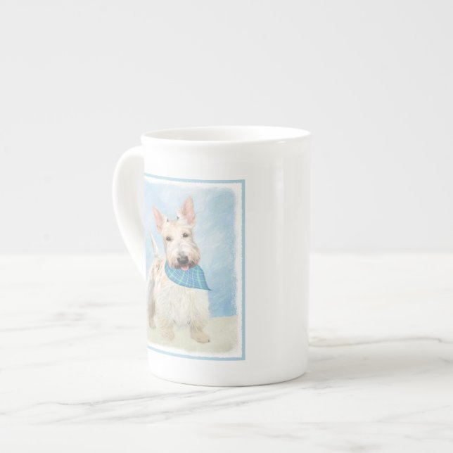 Scottish Terrier Wheaten Hund Painting Original Ar Benporslin Mugg (Framsida vänster)