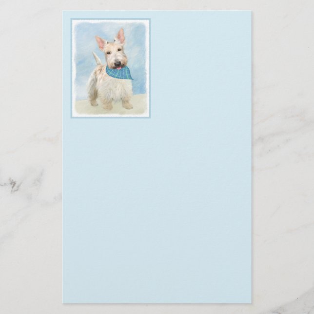 Scottish Terrier Wheaten Hund Painting Original Ar Brevpapper (Framsida)
