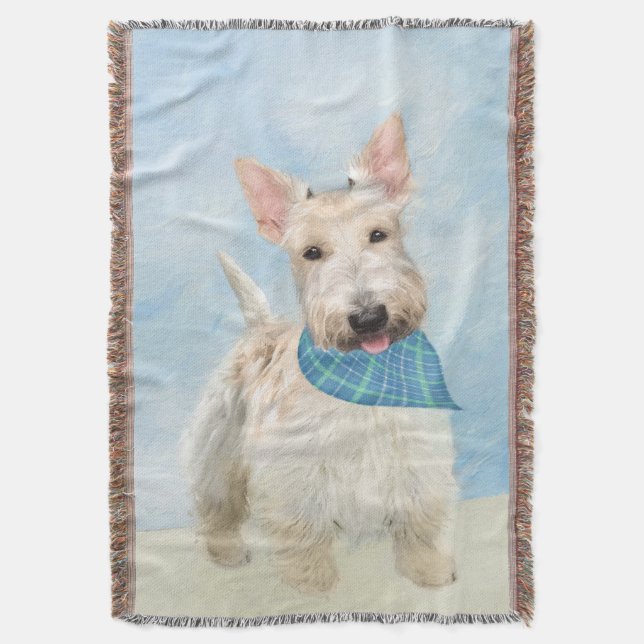 Scottish Terrier Wheaten Hund Painting Original Ar Filt (Framsidan Vertikal)