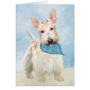 Scottish Terrier Wheaten Hund Painting Original Ar Hälsningskort
