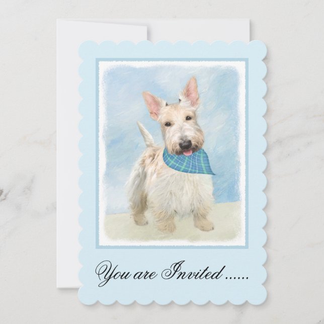 Scottish Terrier Wheaten Hund Painting Original Ar Inbjudningar (Framsida)