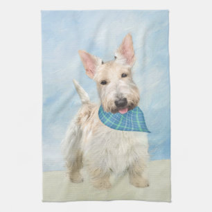 Scottish Terrier Wheaten Hund Painting Original Ar Kökshandduk