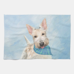 Scottish Terrier Wheaten Hund Painting Original Ar Kökshandduk