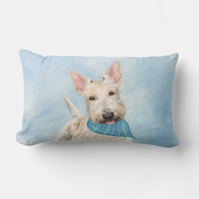 Scottish Terrier Wheaten Hund Painting Original Ar Lumbarkudde (Framsida)