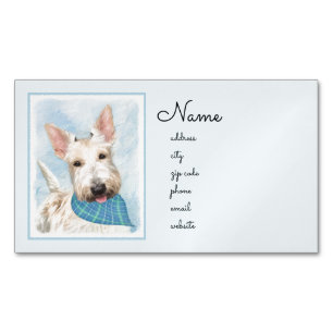 Scottish Terrier Wheaten Hund Painting Original Ar Magnetiska Visitkort