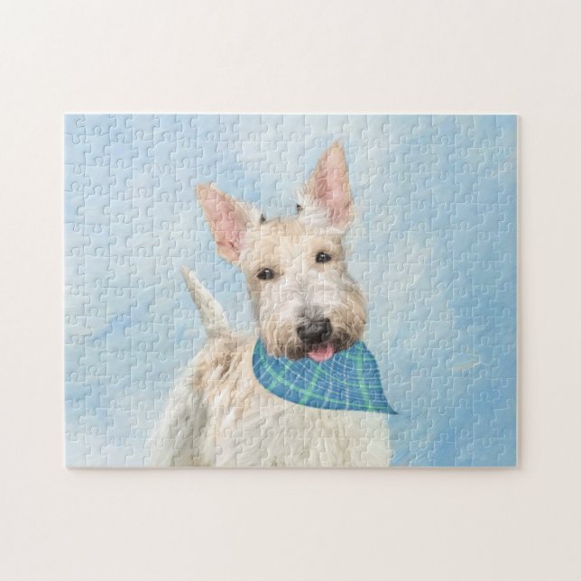 Scottish Terrier Wheaten Hund Painting Original Ar Pussel (Horisontell)
