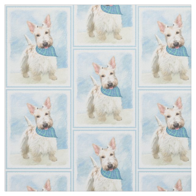 Scottish Terrier Wheaten Hund Painting Original Ar Tyg (Provkarta)