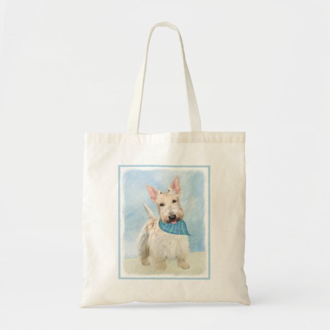 Scottish Terrier Wheaten Hund Painting Original Ar Tygkasse (Framsidan)