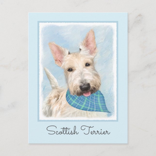 Scottish Terrier Wheaten Hund Painting Original Ar Vykort (Framsida)