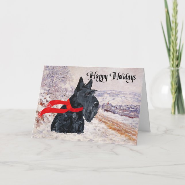 Scottish Terrier Winter Helgdag Helgkort (Framsida)