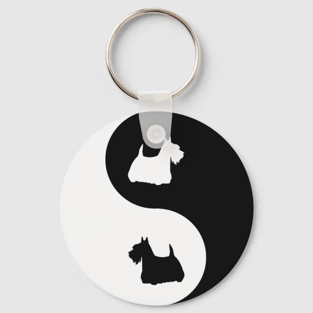 Scottish Terrier Yin Yang Nyckelring (Framsida)