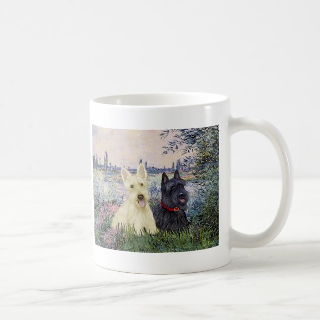 Scottish Terriers (2-BW) - by Seine Kaffemugg (Höger)