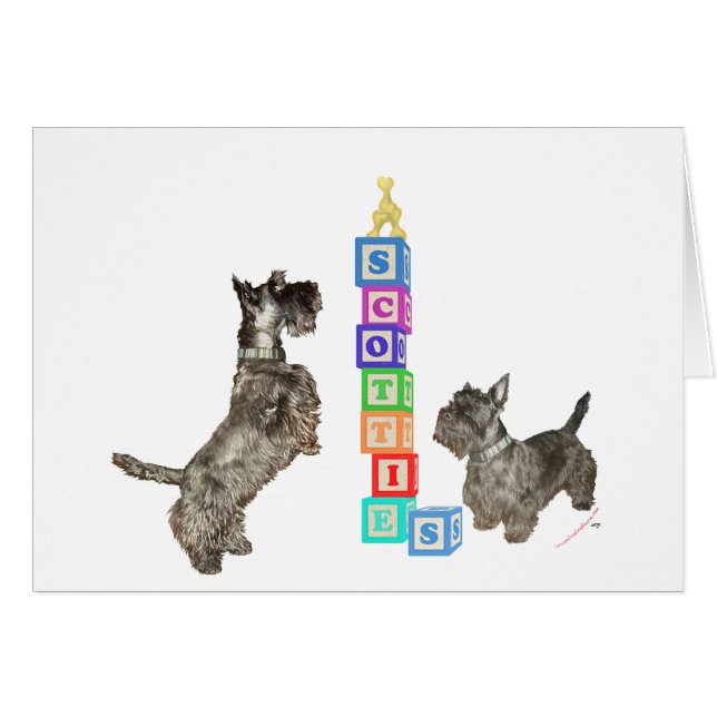 Scottish Terriers Alphabet Blocks Hälsningskort (Framsidan Horizontal)