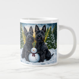 Scottish Terriers and Winter Snögubbe Jumbo Mugg