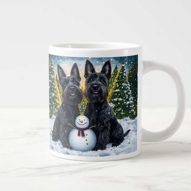Scottish Terriers and Winter Snögubbe Jumbo Mugg (Höger)