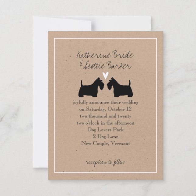 Scottish Terriers bröllopsinbjudan Inbjudningar (Framsida)
