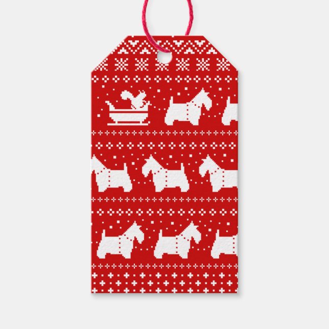 Scottish Terriers jul Sleigh Helgdag to from Presentetikett (Framsidan)