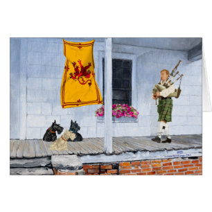 Scottish Terriers med Bagpiper Hälsningskort