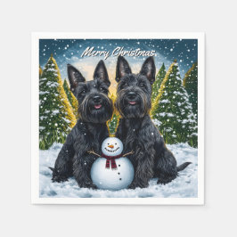 Scottish Terriers och Snögubbe jul Pappersservett