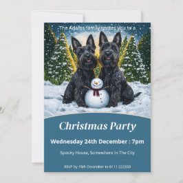 Scottish Terriers och Snögubbe jul Party Inbjudningar