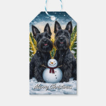 Scottish Terriers och Snögubbe jul