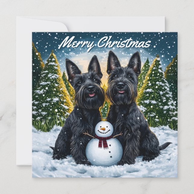Scottish Terriers Pack om en platt jul Anteckningskort (Framsida)