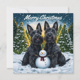 Scottish Terriers Pack om en platt jul Anteckningskort