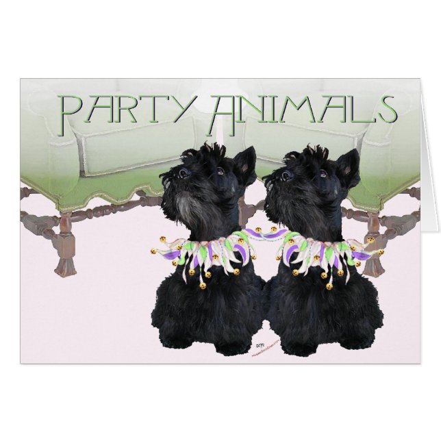 Scottish Terriers Party Animal Hälsningskort (Framsidan Horizontal)