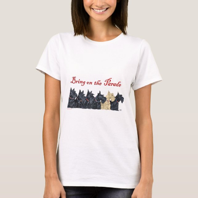 Scottish Terriers Patriotic Collars Tee Shirt (Framsida)