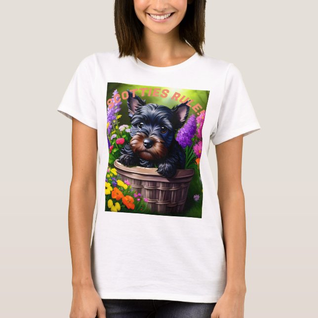 Scottish Terriers Rule! T Shirt (Framsida)