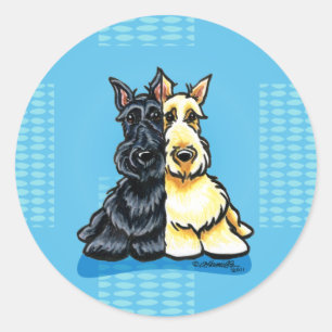 Scottish Terriers Two of a Kind Runt Klistermärke