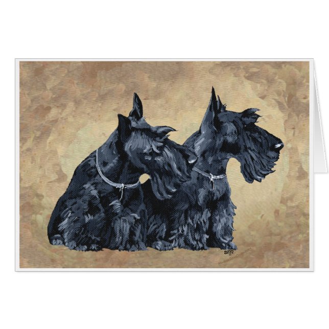 Scottish Terriers with Thistles Hälsningskort (Framsidan Horizontal)
