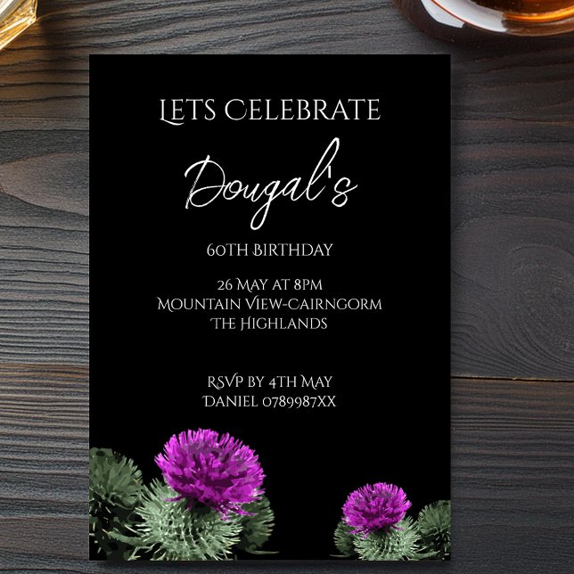 Scottish Thistle Birthday Inbjudningar (Skapare uppladdad)