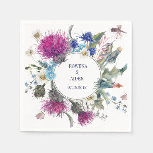 Scottish Thistle Blommigt Bröllop Pappra Napkins Pappersservett