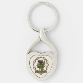 Scottish Thistle Celtic Knots Twisted Heart Silverfärgad Nyckelring