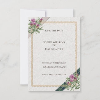 Scottish Thistle Celtic Tartan Bröllop Spara Datumet