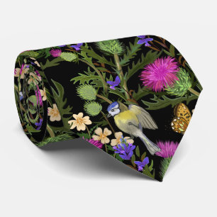 Scottish Thistle Cottagecore Mönster Neck Tie Slips