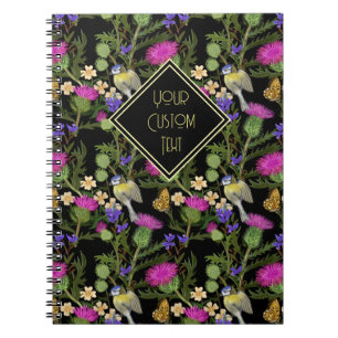 Scottish Thistle Cottagecore Mönster Notebook Anteckningsbok